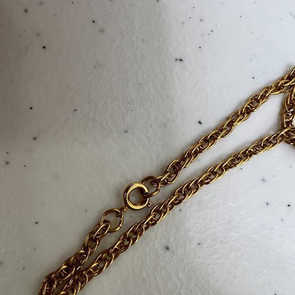 Boho Floral Necklace Pendant Reverse Painted Gold Tone Vintage‎ Hand Fairycore - Picture 6 of 9